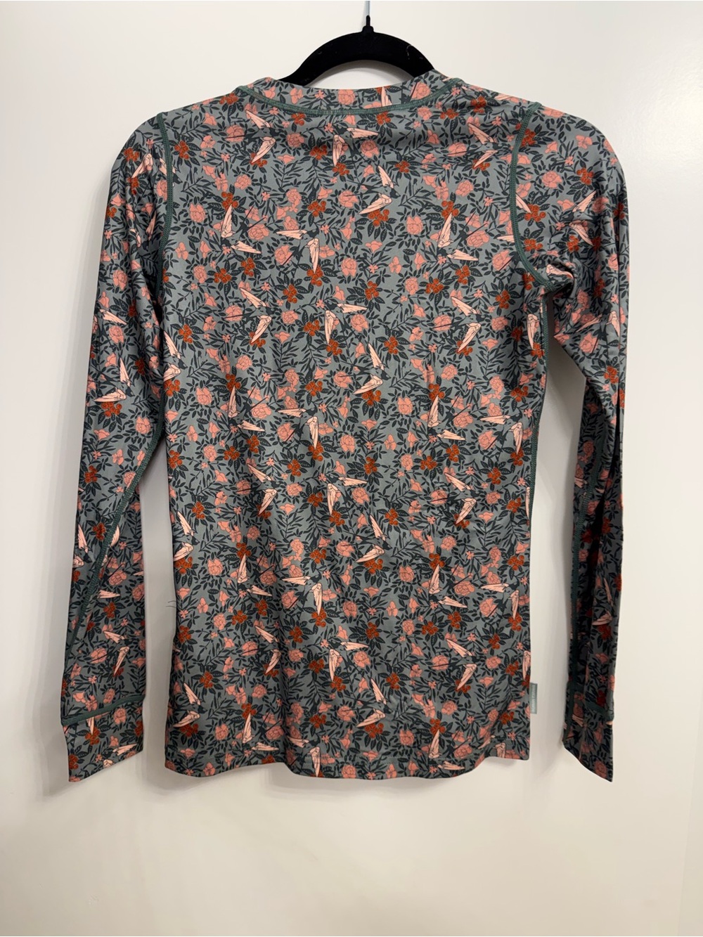 LN Kari Traa Women XS Floral Bird Long Sleeve Crew Neck Drifit Stretch Top tee - Picture 5 of 8